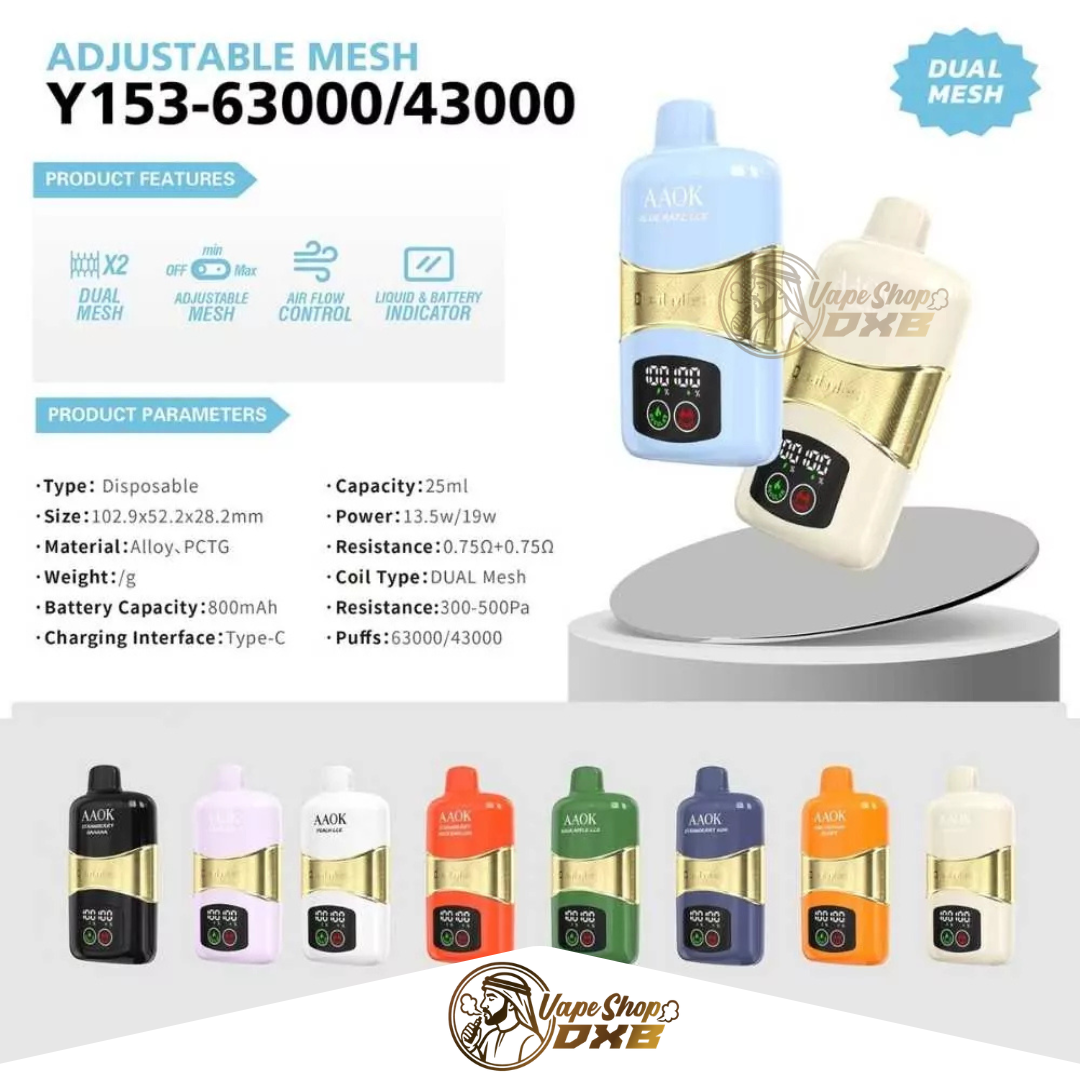 AAOK Y153 Dual Mesh Disposable Vape 