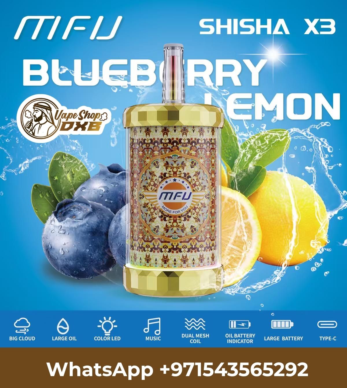 MFU SHISHA X3 150,000 Puffs Hookah Disposable Vape Dubai UAE