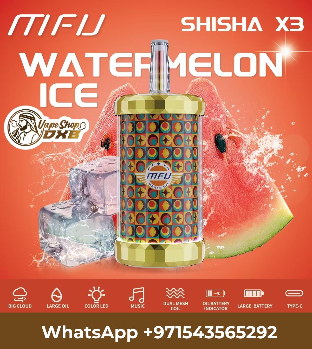 MFU SHISHA X3 150,000 Puffs Hookah Disposable Vape Dubai UAE