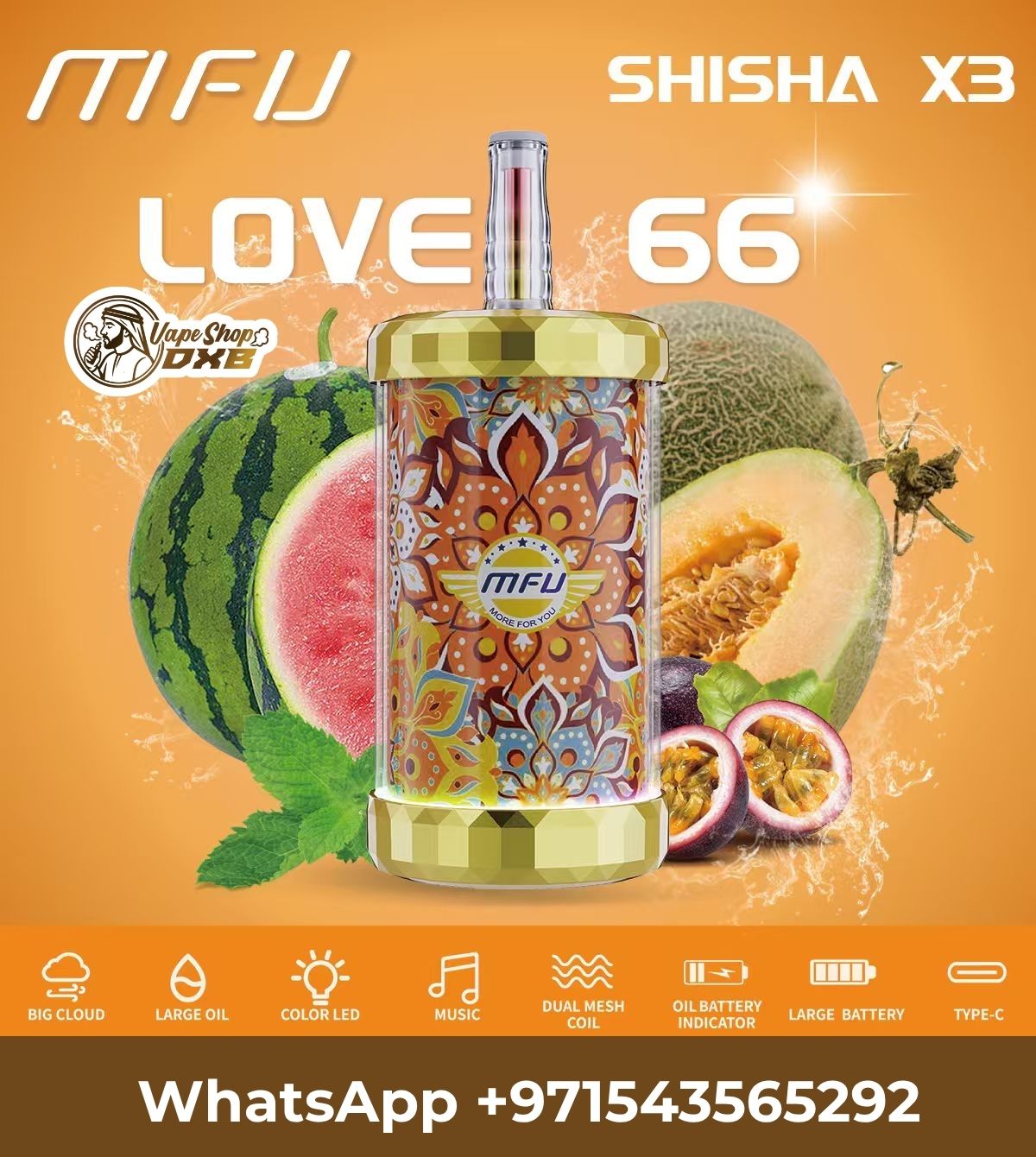 MFU SHISHA X3 150,000 Puffs Hookah Disposable Vape Dubai UAE