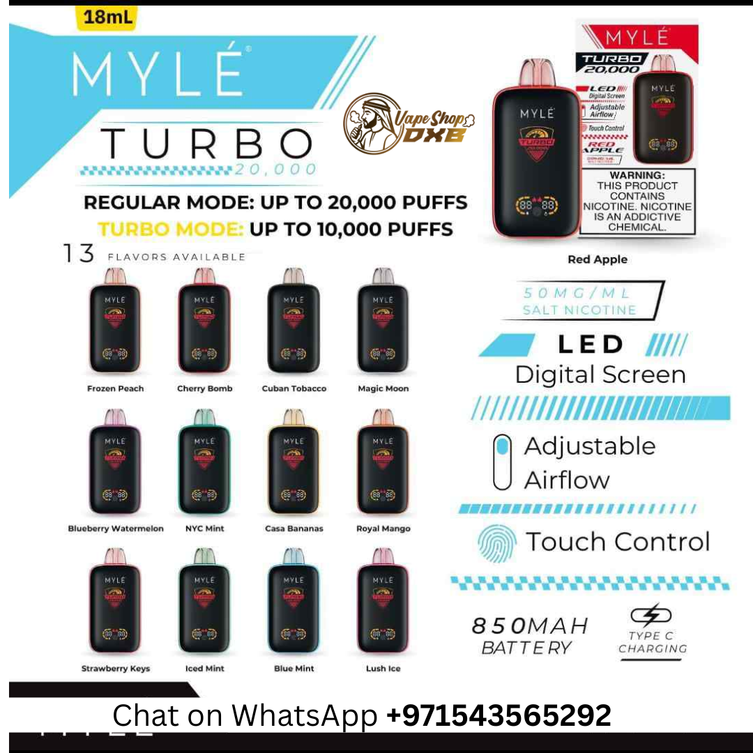 MYLE Turbo 20000 Puffs 50MG Disposable Vape – Rechargeable Dubai