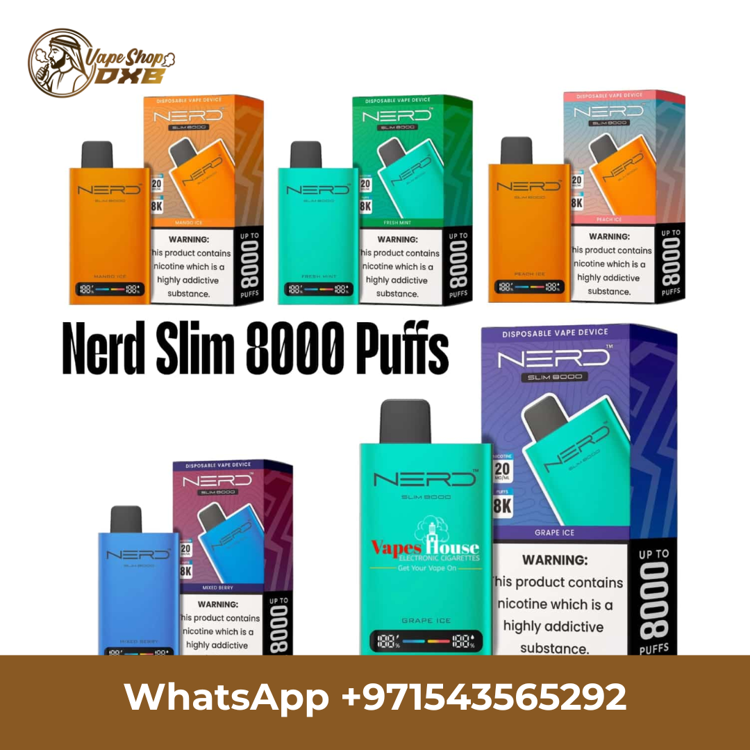 NERD Slim 8000 Puffs Vape 20MG – LCD Display Disposable in Dubai
